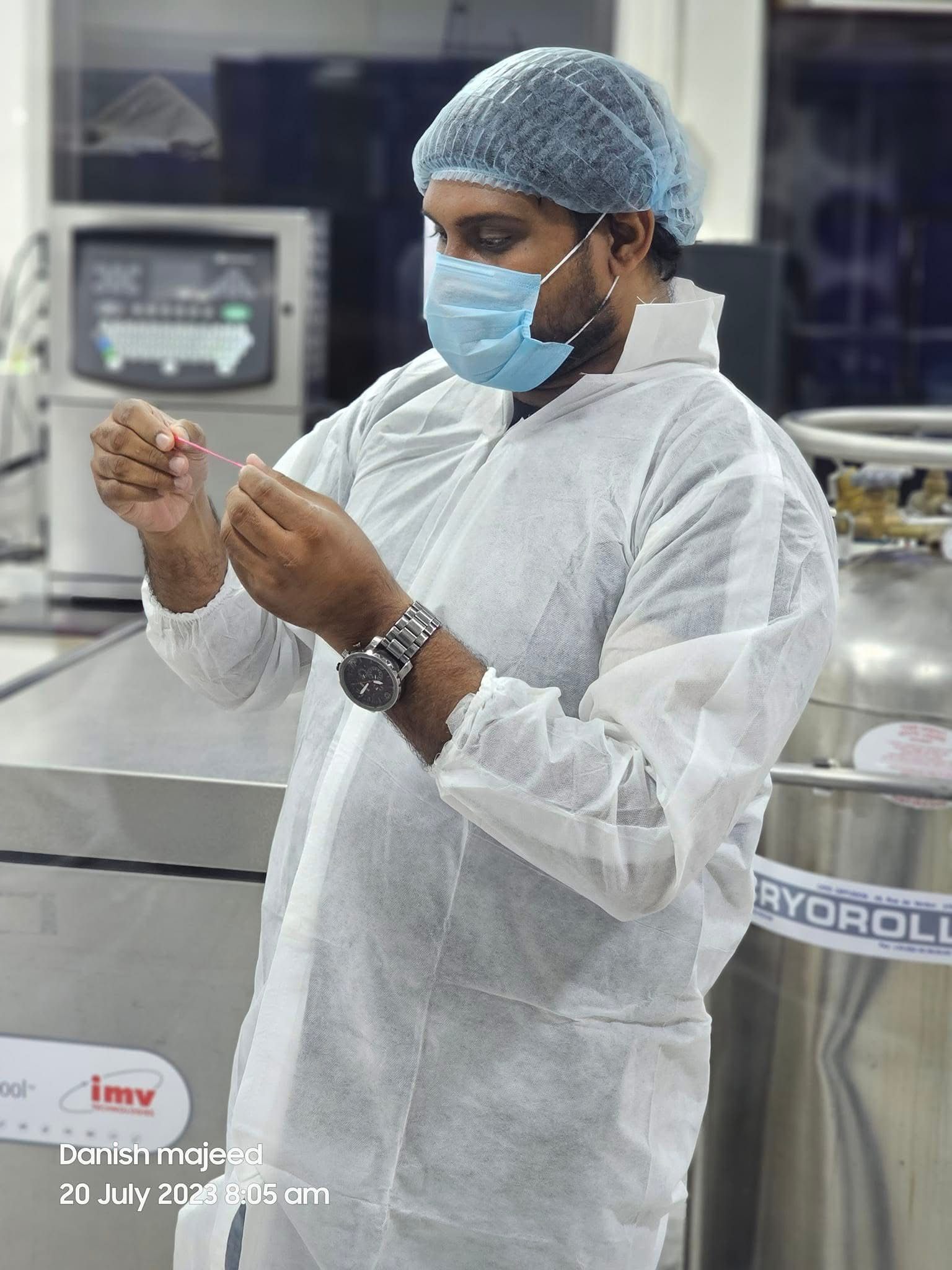 Dairy consultation specialist preparing lab equipment